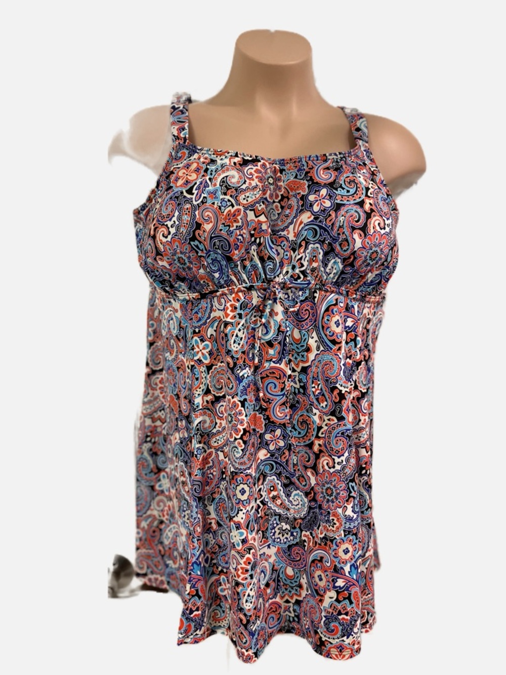 Avenue Women’s Bathing Suit Swimsuit Swim Tankini Top Dress Blue Coral Navy 26